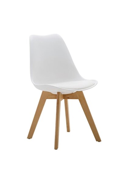 QMOBILI Scaun de masă Tori, alb – carcasă PP, șezut din piele ecologică, pici...