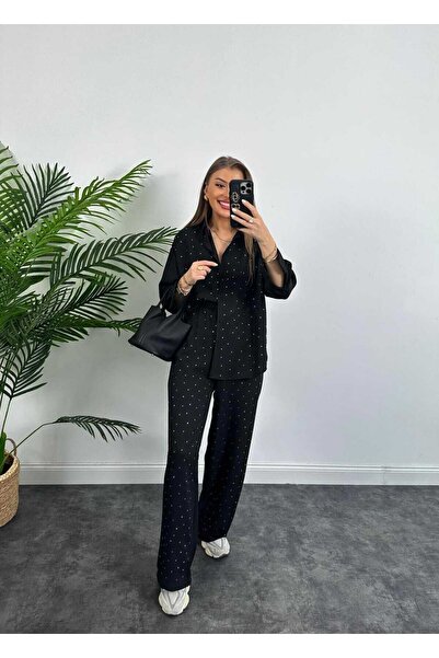 verabelle Aerobin Fabric Stone Pants Shirt Set