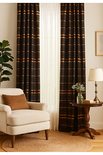Becenhouse Single Panel Velvet Blackout Background Curtain Lightproof Navy Blue Gold (No Pleats)