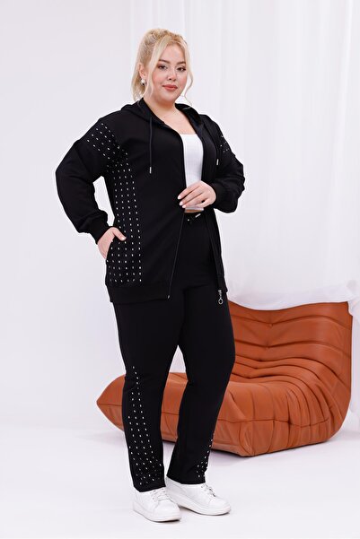 Siyezen Large Size Crystal Stone Zipper Suit