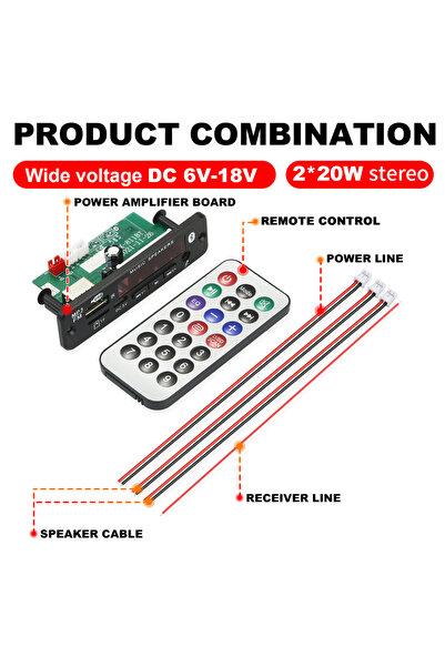 Choice black 40W Amplifier MP3 Decoder Board DC 12V 18V Bluetooth 5.0 MP3 Player Car FM Radio Module Music