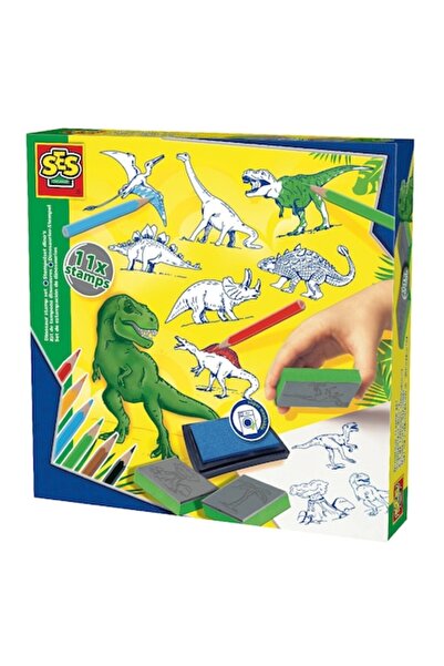 Ses Set de ștampile cu dinozauri pentru copii, 11 piese