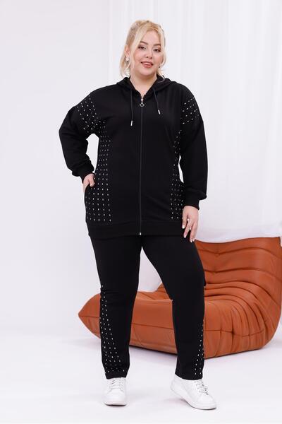 Siyezen Large Size Crystal Stone Zipper Suit