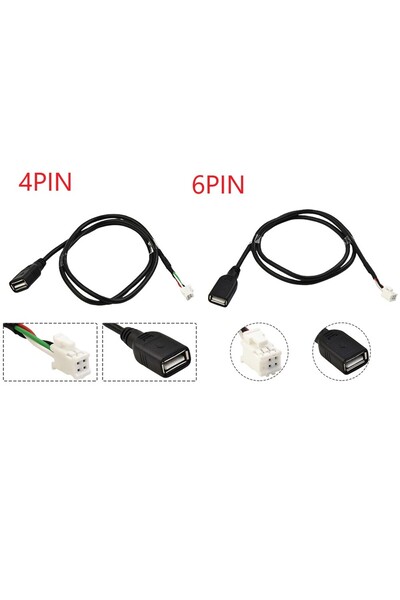 Choice 2Pcs Car USB Cable Adapter Extension Cable Adapter 4Pin 6Pin For Car R...