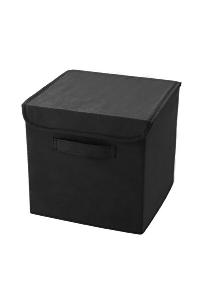 HomyJRs Black Wardrobe Laundry Toy Organizer Folding Storage Box with Lid 30X30X30