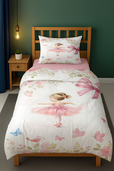 Bebişim Halı Ballerina Butterfly and Flower Single Children's Duvet Cover Set