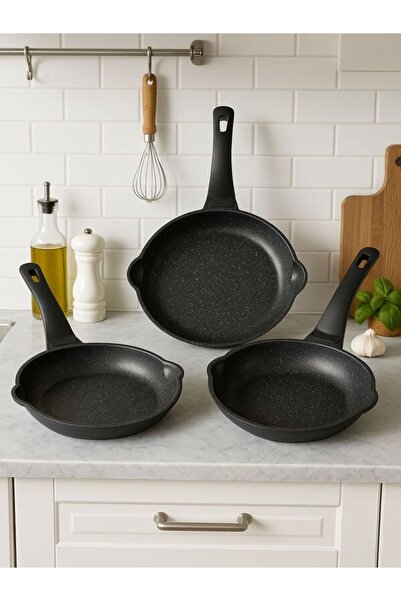 Cem Asur Cast Granite Silver Black 3-Piece Pan Set (20+24+28)