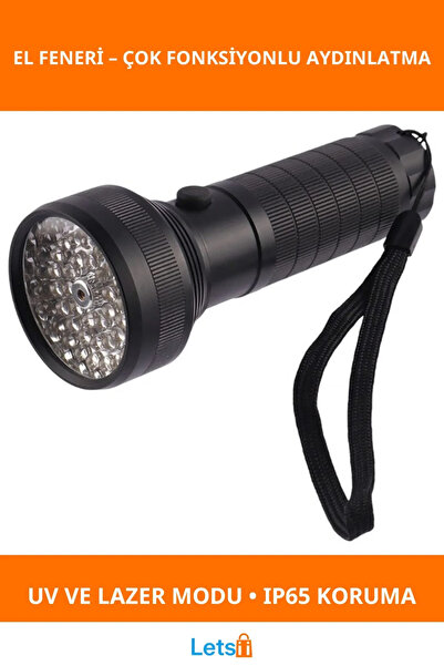 Letsii UV Işığı ve Lazer Fonksiyonlu Su Geçirmez El Feneri