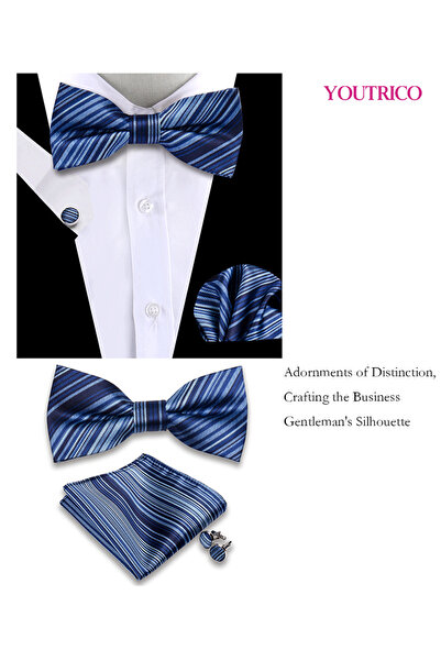 Youtrico طقم من 3 قطع من ربطات العنق والمنديل وأزرار الأكمام (صناعة يدوية) مناسب للحفلات والمناسبات والاحتفالات للرجال/النساء