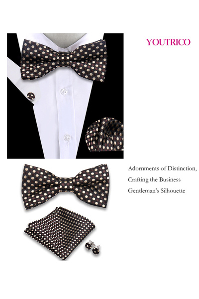 Youtrico طقم من 3 قطع من ربطات العنق والمنديل وأزرار الأكمام (صناعة يدوية) مناسب للحفلات والمناسبات والاحتفالات للرجال/النساء