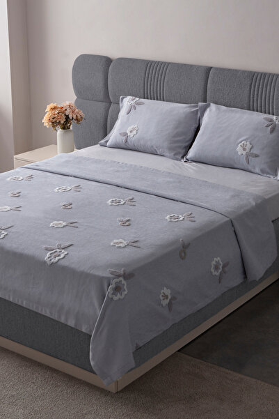 BUGİ HOME COLLECTİON Lalezar Desen Double Embroidered Bedspread Set Chenille Fabric Punch Embroidered 240X260Cm