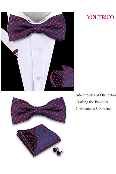 Youtrico طقم من 3 قطع من ربطات العنق والمنديل وأزرار الأكمام (صناعة يدوية) مناسب للحفلات والمناسبات والاحتفالات للرجال/النساء