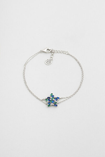 So CHIC... Yakamoz Yıldızı 18 Ayar Beyaz Altın Kaplama 19 Cm Gümüş Bileklik