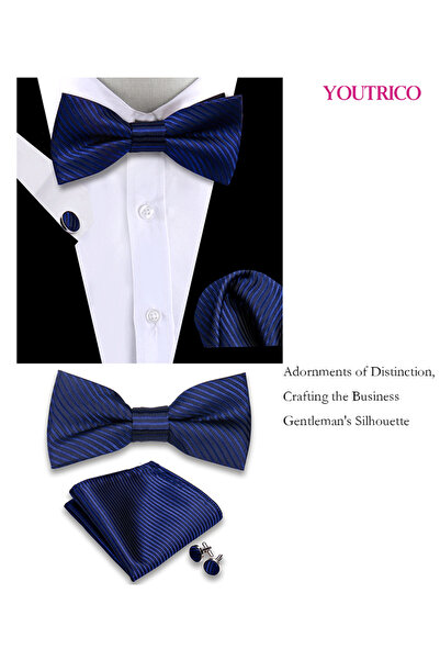 Youtrico طقم من 3 قطع من ربطات العنق والمنديل وأزرار الأكمام (صناعة يدوية) مناسب للحفلات والمناسبات والاحتفالات للرجال/النساء
