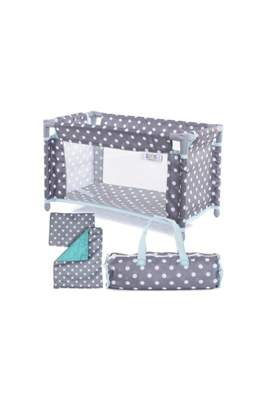 Doris Foldable doll bed Grey/Turquoise Bulinute with duvet, pillow and carrying bag included, P