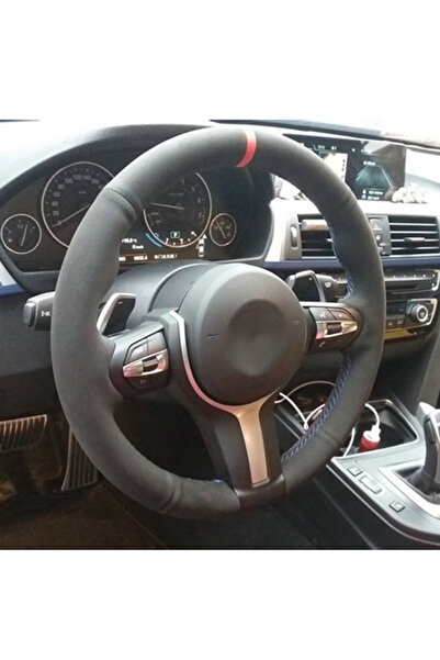 Choice غطاء عجلة قيادة سيارة مخصص من الطراز 3 مضفر من الجلد السويدي لسيارة BM...
