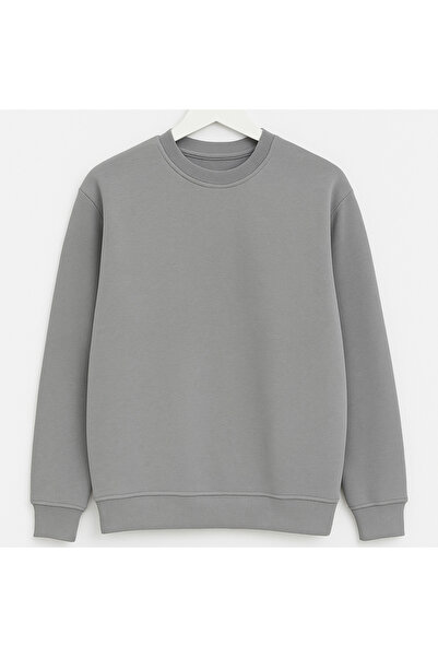 Unisex Oversize Melanj Gri Sweatshirt