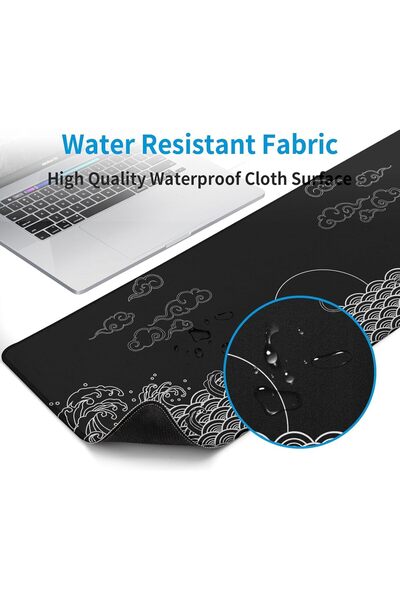 Generic YRQX Japanese Wave Gaming Mouse Pad, Extended 31.5×11.8 in, Non-slip Base