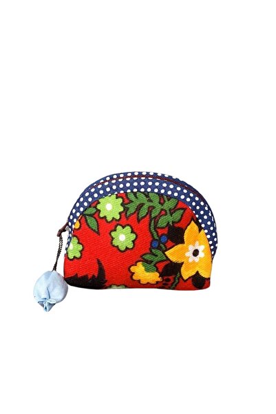 Uretti - Sibel 2453 6921 Handmade Flannel Fabric Blue Ornate Mini Wallet