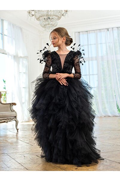 INDRESS STUDIO Kız Çocuk Taş Payet İşlemeli Tasarım Elbise