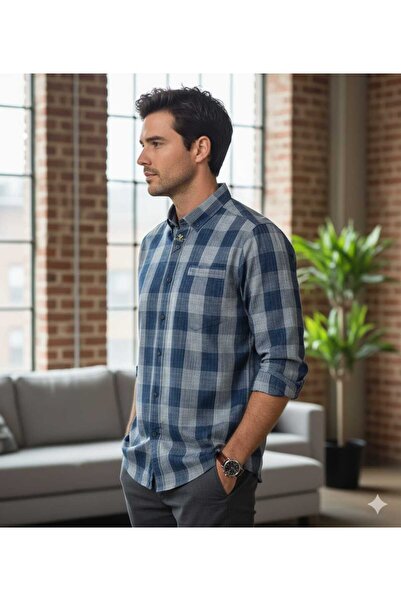 ARMA STİL Güncüoğlu 100% Wool Long Sleeve Pocketed Relaxed Fit Winter Men's Shirt