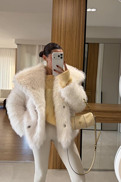 Gizem Ecemiş Beyonce Beyaz Yakalı Premium Kürk