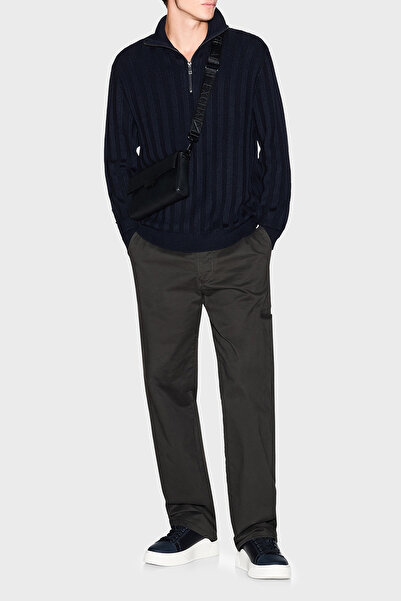 Armani Exchange Wool Blend Relaxed Fit Half Zip Mock Neck Sweater Men's Sweater Xm001332 Af1377