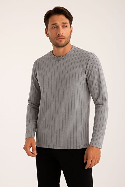 Wise Swea cu guler rotund dungi pentru bărbați tricou