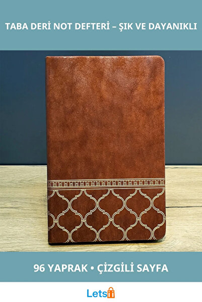 Letsii دفتر ملاحظات جلدي مطرز باللون الذهبي 192 صفحة