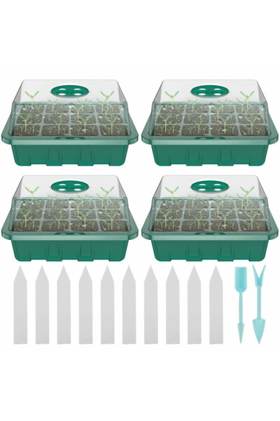 Choice 4Pcs Mini Greenhouse 12 Compartments Indoor Greenhouse Propagation Gre...