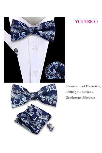 Youtrico طقم من 3 قطع من ربطات العنق والمنديل وأزرار الأكمام (صناعة يدوية) مناسب للحفلات والمناسبات والاحتفالات للرجال/النساء