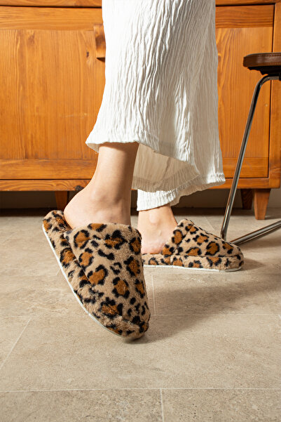 SWORD Дамски пантофи от заешка кожа с безшумна подметка Затворени домашни пантофи