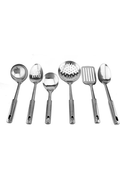 BERGER Stainless Steel 7-Piece Kitchen Utensil Set with Holder, Silver