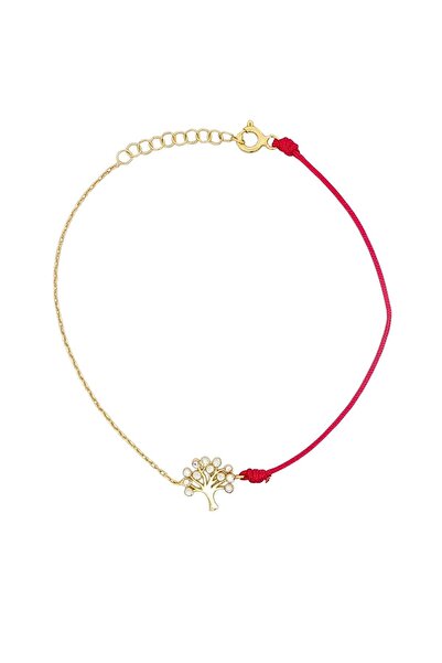 Bijuteria SORELLY Brățară din argint placată cu aur și șnur cu Arborele Vieții