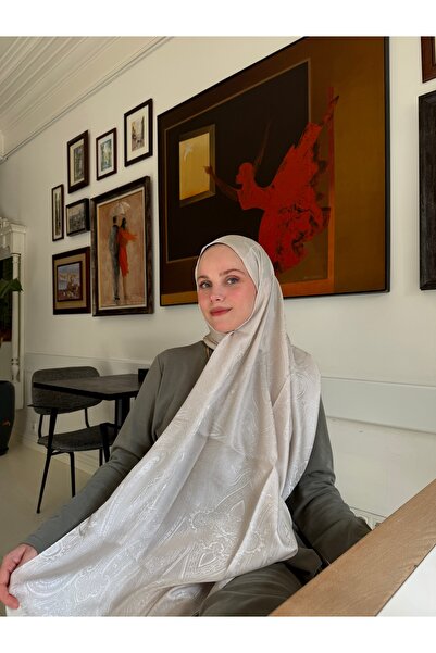 CUOCA LOUNGE Desenli Ekru Jakar Şal