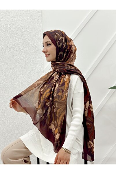 YEDİLALE DALGA DESENLİ DİJİTAL BASKILI PAMUK ŞAL