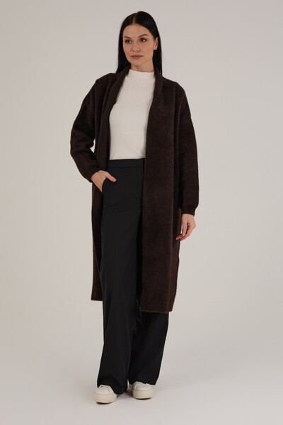 Jupe Kadın Şal Yaka Angora Dokulu Uzun Hırka 1200