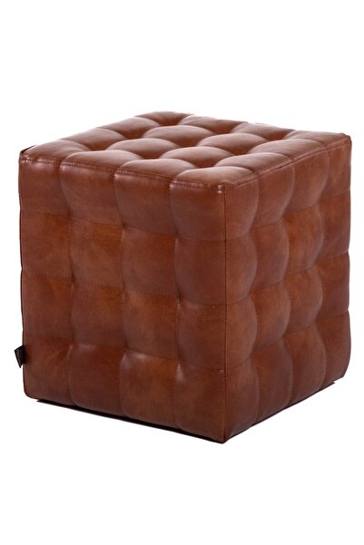 QMOBILI Bump Ottoman Cognac (Faux Leather, Cube)