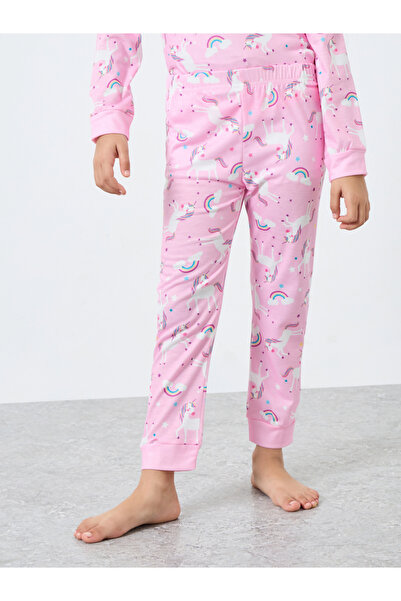 Styli Light Pink Unicorn Printed Long Sleeve Top and Pyjama Set
