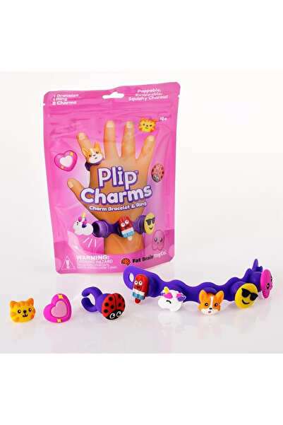 Fat Brain Toys Bracelet and ring set with pop-it Plip Charms, pink