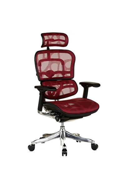 Ergohuman Scaun de birou QMOBILI v2 Plus Elite, plasă ZB Roșu, tetieră 2D, suport lombar, brațe 4D, alunecare