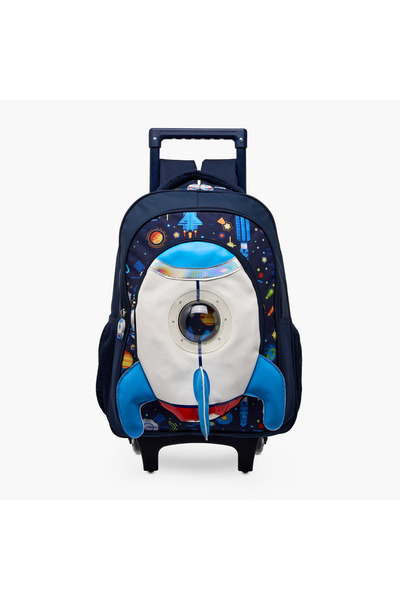 Juniors Space Trolley Bag for Boys 5-8 Years with Padded Shoulder Straps