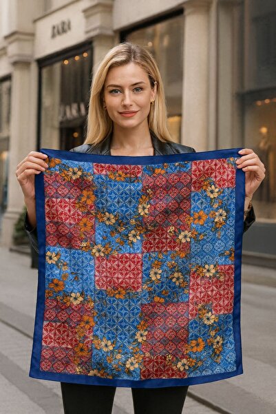 Axesoire 14930 Φουλάρι Μπαντάνα με λουλουδάτο σχέδιο σε μπλε ναυτικό χρώμα κα...