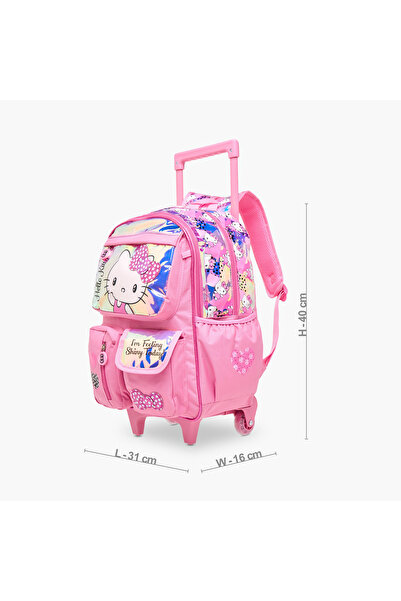 Hello Kitty Printed Trolley Backpack with Retractable Handle - 16 inches