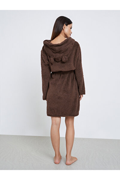 Styli Bear Ears Hooded Fleece Pocket Robe
