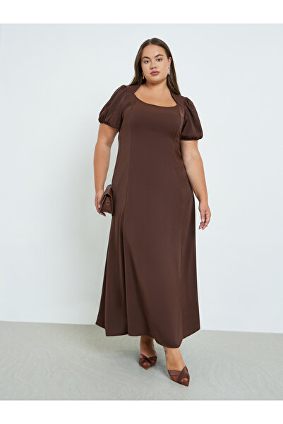 Styli Plus Size Square Neck Maxi Dress