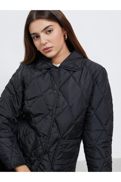 Styli سترة نسائية مبطنة بمظهر مبطن مع ياقة