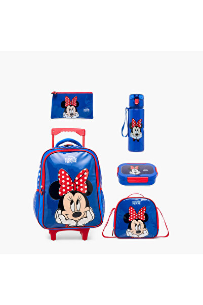 Disney Minnie Mouse Print 5-Piece Trolley Backpack Set -16 inches