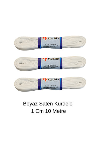 Organizasyon Pazarı Beyaz Saten Kurdele 1cm 10 metre Balon Süs Hediyelik Süs ...