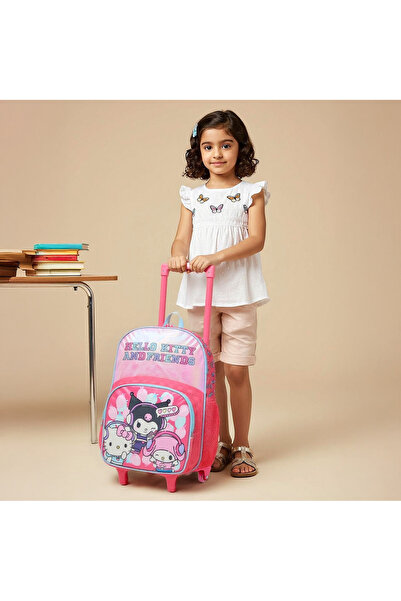 Hello Kitty Printed Trolley Bag for Girls 5-8 Years with Water Resistant Fabric